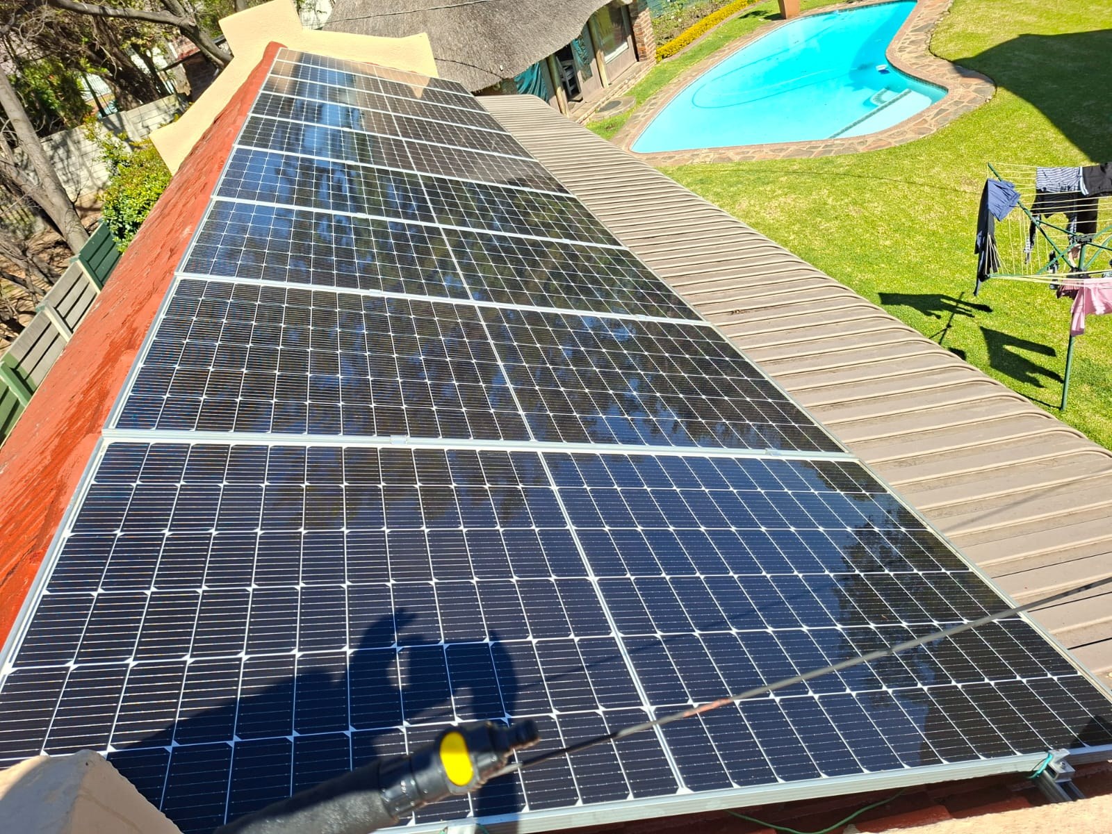 Cleaned solar panels on a residential roof