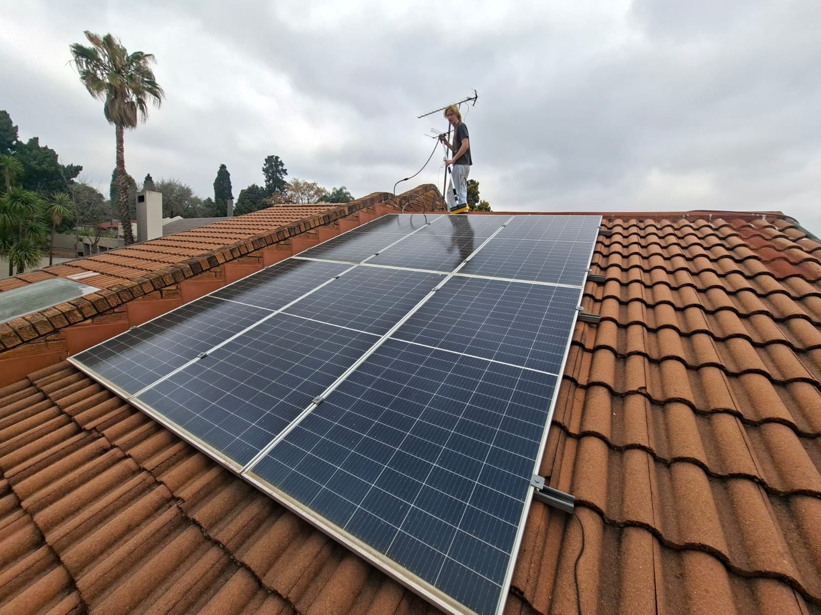 Solar panels on a tiled residential roof