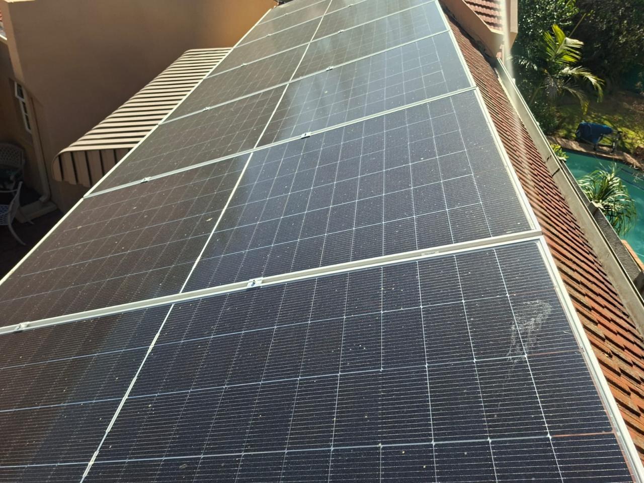 Close view of cleaned solar panels